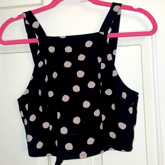Urban Outfitters Tops - URBAN OUTFITTER black top with cream polka dots!